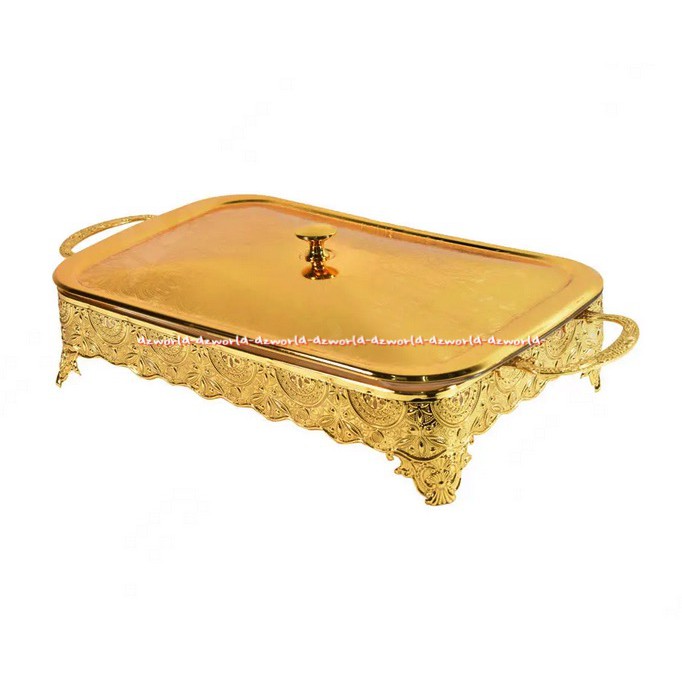 Krishome Food Platter With Lid Food Warmer Gold 2.8L Tempat Pemanas Makanan Kuning Emas