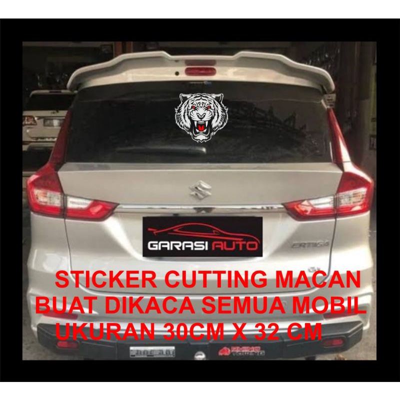 sticker mobil kepala macan harimau