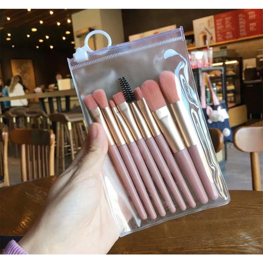8PCS/ Set Brush Mini untuk Bibir / Eyeshadow / Bedak / Foundation / Highlighter Mini Brush Portable F595