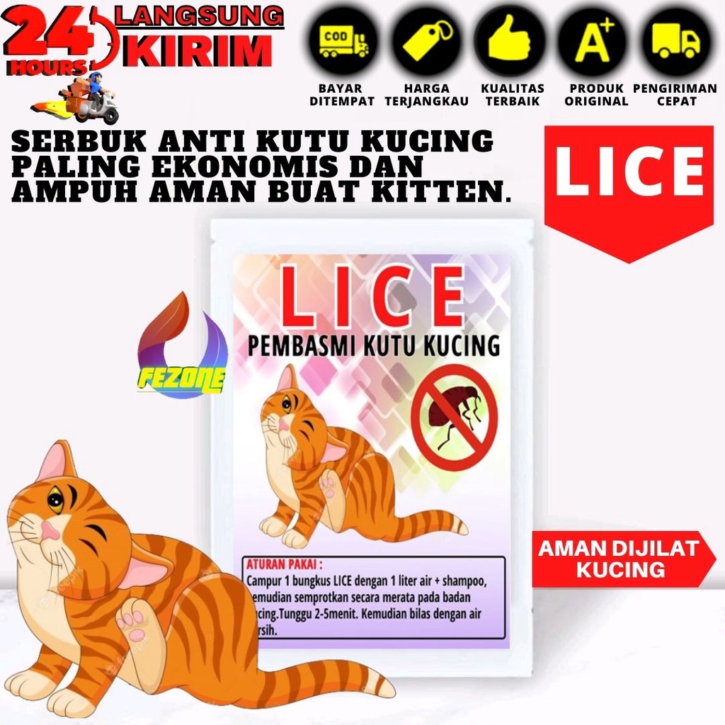 Lice Obat Anti Kutu Serbuk Kucing Non Detick FEZONE