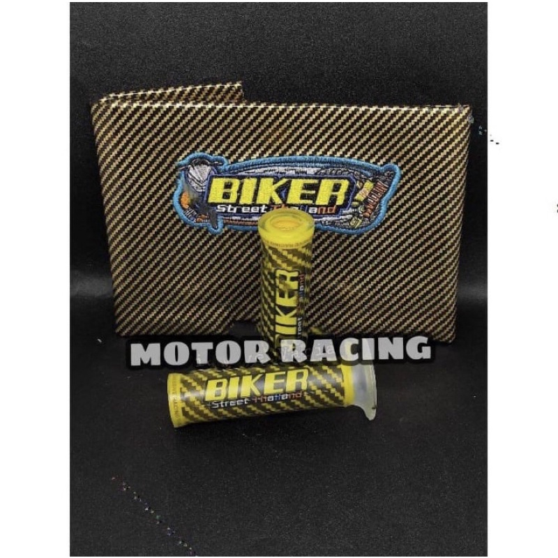 HANDGRIP KARBON BIKER + KULIT JOK KARBON BIKER UNIVERSAL SEMUA MOTOR