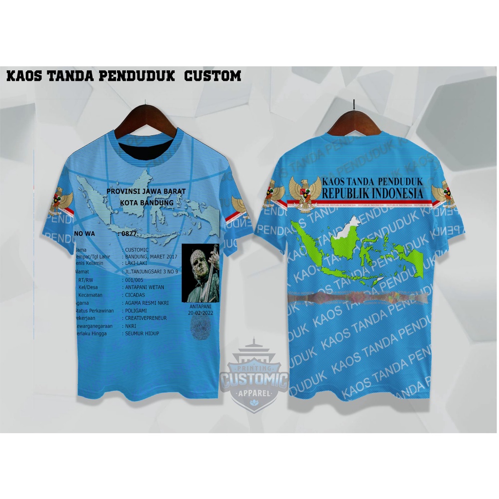 kaos tanda penduduk dengan id custom (kaos ktp)