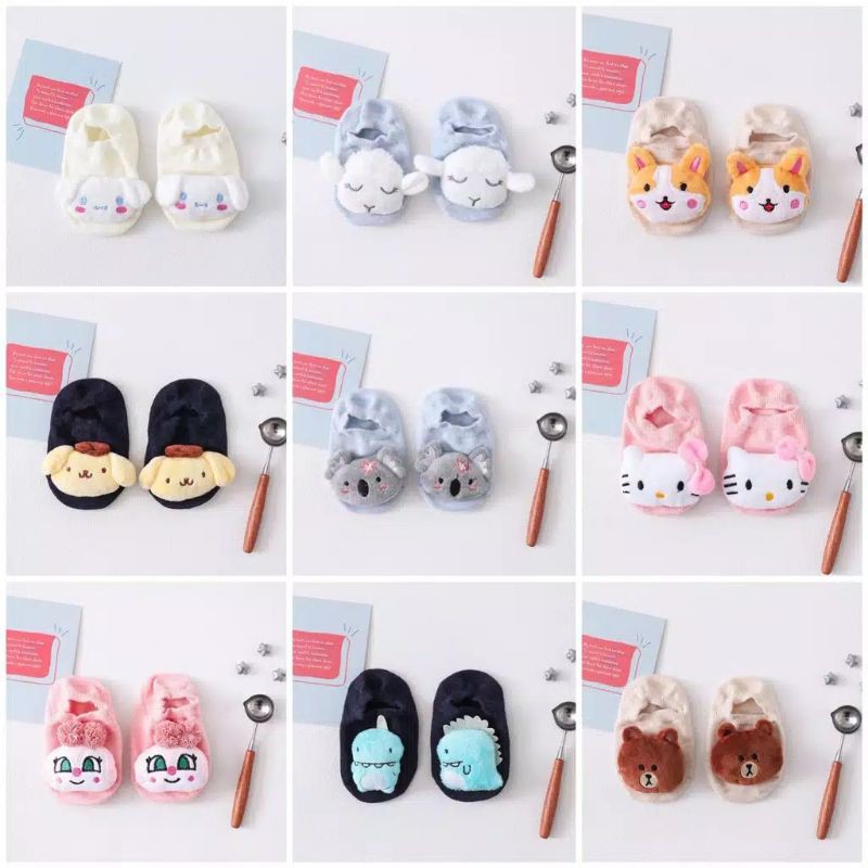 kaos kaki 3D anak bayi sock socks baby prewalker plush boneka imut doll cewek cowok anti slip fashion