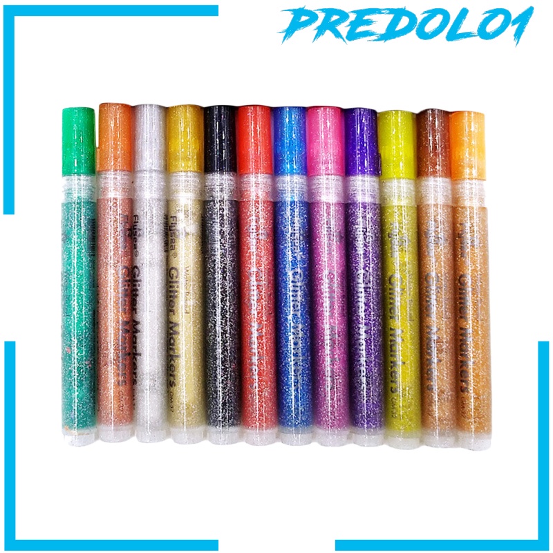 (Predolo1) 12pcs / Set Spidol Permanen Warna Metalik Glitter Untuk Kerajinan Tangan