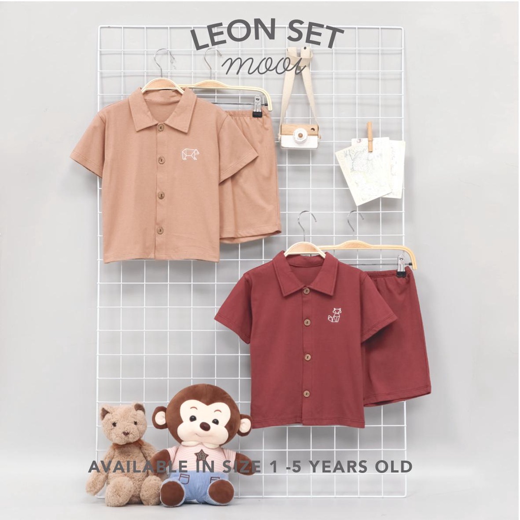 PROMO 7.7 PROMO BAJU LEBARAN MURAH MOOI LEON SET BAJU ANAK SETELAN PENDEK FASHION ANAK UNISEX 1-5 TAHUN