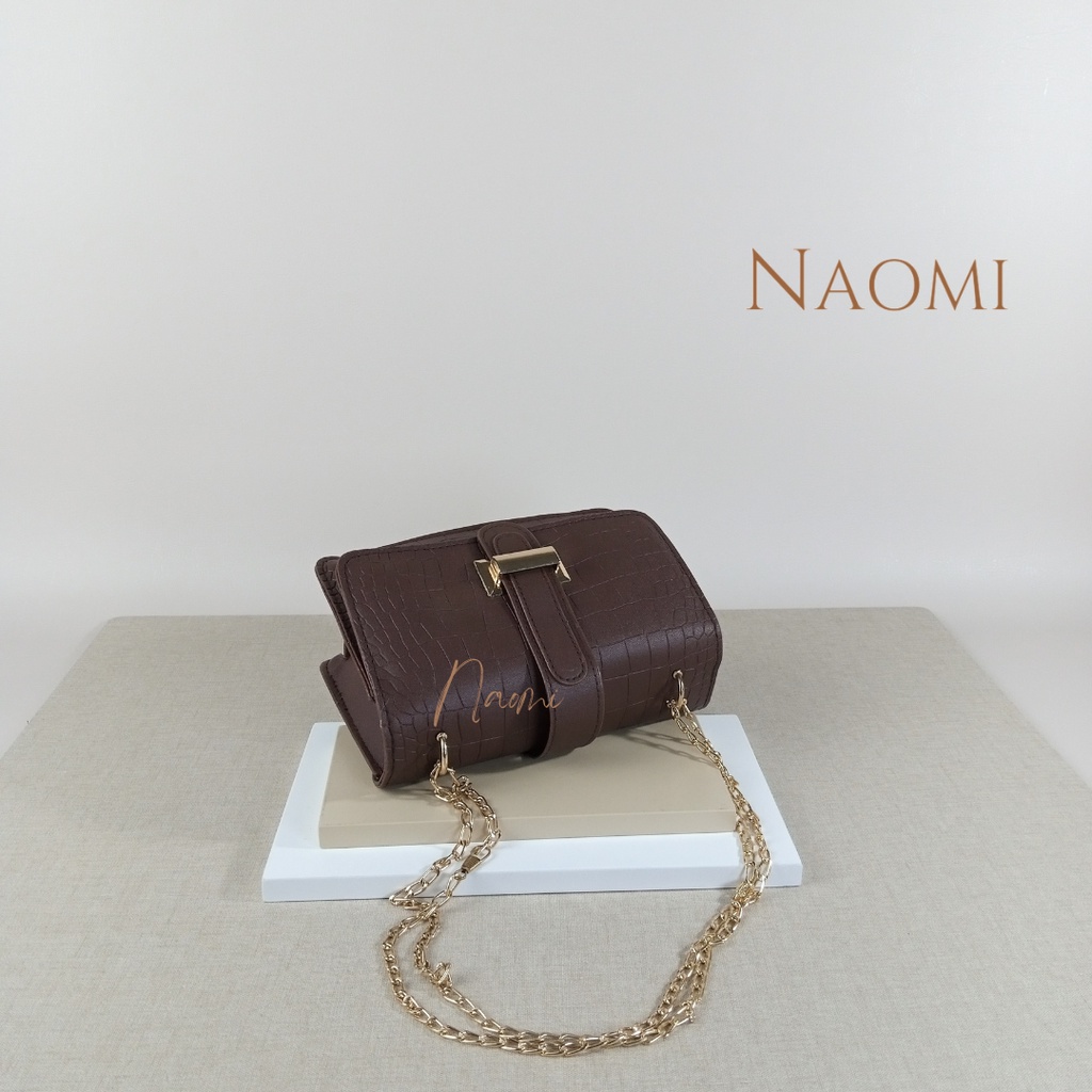 NAOMI - Gabriella Sling Bag Rantai Import Wanita - Elegant Simple Premium Shoulder Bag - Tas Selempang Kulit - Tas Wanita - Tas Naomi - Naomi Bag