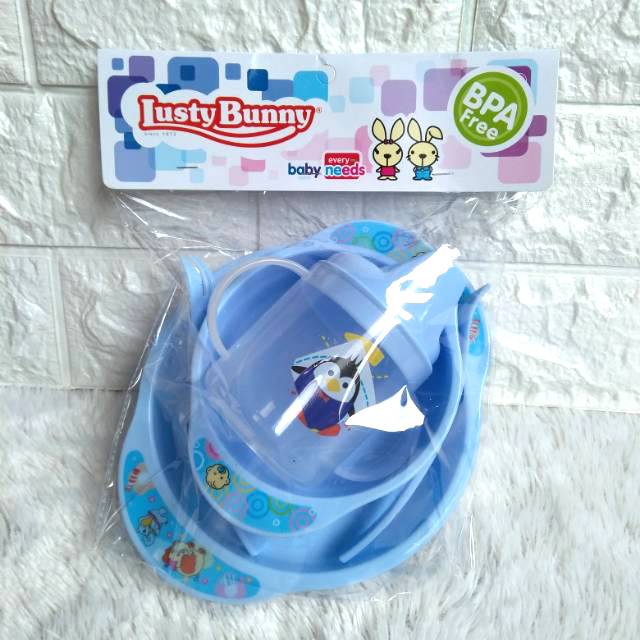 Lusty Bunny Feeding Set mangkok botol minum spout sendok garpu LB 1363 /1353