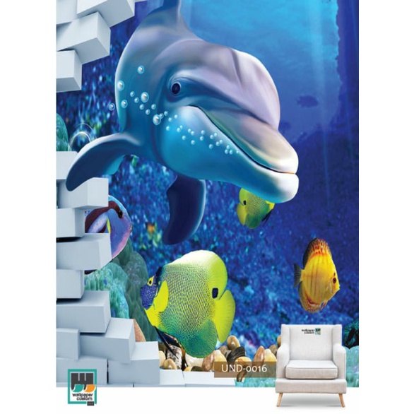 Wallpaper Dinding 3D Custom Alam Dunia Laut Biru (UND-0016)