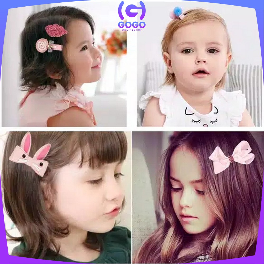 GOGO-C19 Ikat Rambut Karet Pita Anak 18 in 1 Jepit Rambut Anak | Aksesoris Rambut Hair Clip Import