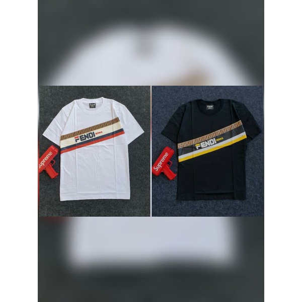 BAJU KAOS PRIA FENDI STRIPE.BAHAN MIROR PREMIUM IMPORT.FULL HASTAG