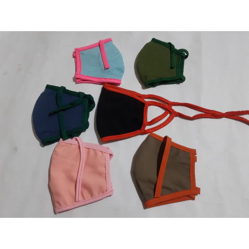 MASKER KAIN WARNA TALI PANJANG  3 PLY / EARLOOP DEWASA PRIA DAN WANITA ISI 12 PCS (RANDOM)