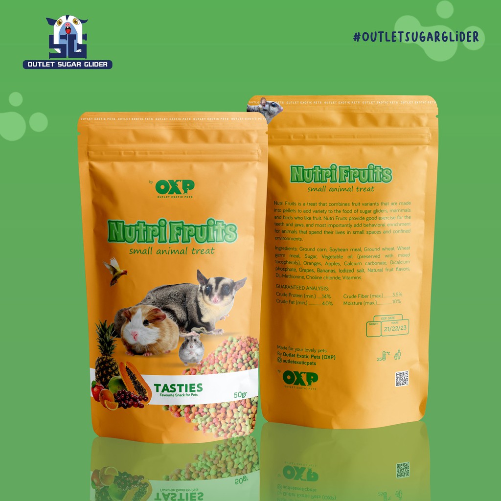 NUTRI FRUITS - PELLET BUAH INSTAN NUTRISI MAKANAN SUGAR GLIDER 50 GRAM