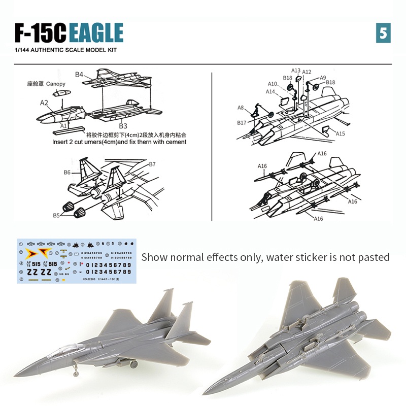 Miniatur Pesawat Tempur USA F15C Eagle F16XL F / A-18 Hornet F-20 Tigershark Bahan Plastik Skala 1 / 144 Untuk Koleksi