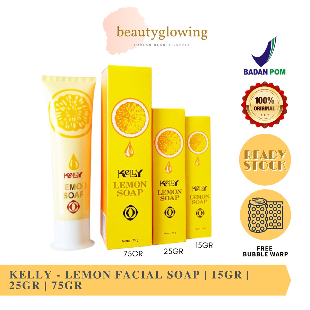 CS1-Kelly Sabun cuci muka Lemon Soap Perawatan Wajah 15/25/75 gram