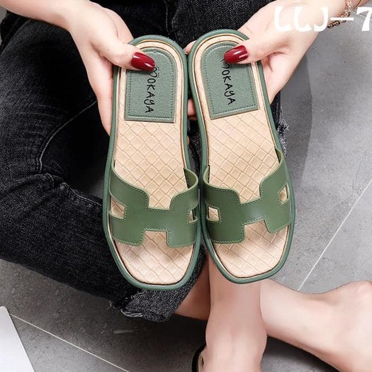 Sandal Slop H Wanita Jelly Import Mokaya (HPS-8856-PS) & 7168 Sandal Wanita Berkulitas-7168 - Hijau