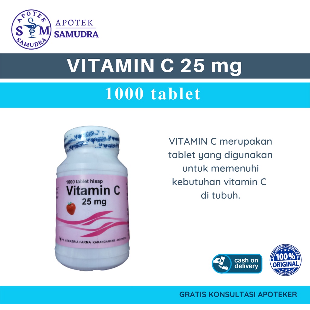 VITAMIN C 25 mg - Kaleng isi 1000 (yekatria) vitamin antioksidan vitamin kesehatan kulit vitamin men