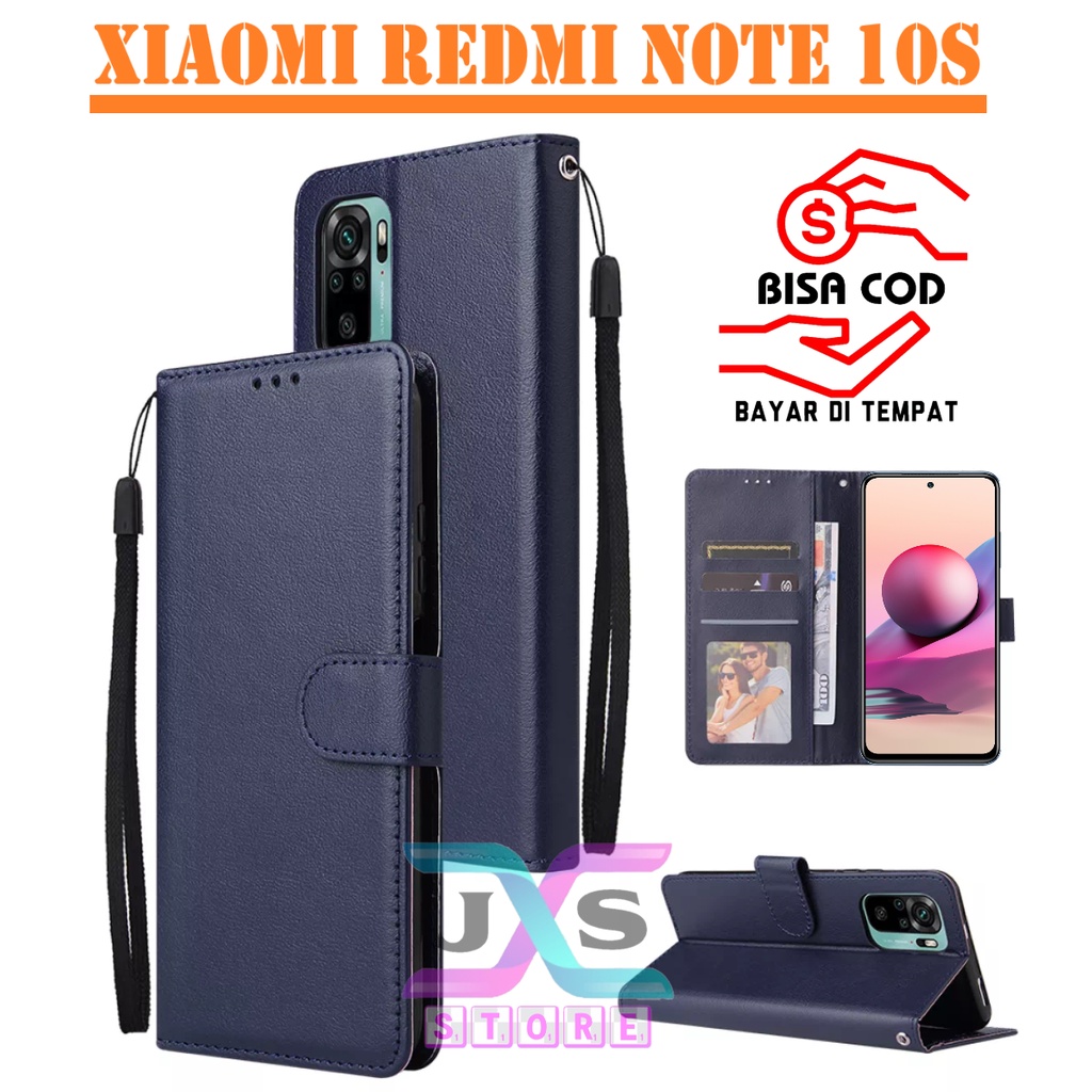 SARUNG BUKU HP UNTUK XIAOMI REDMI NOTE 10S / FLIP WALLET UNTUK XIAOMI REDMI NOTE 10S / LEATHER CASE 