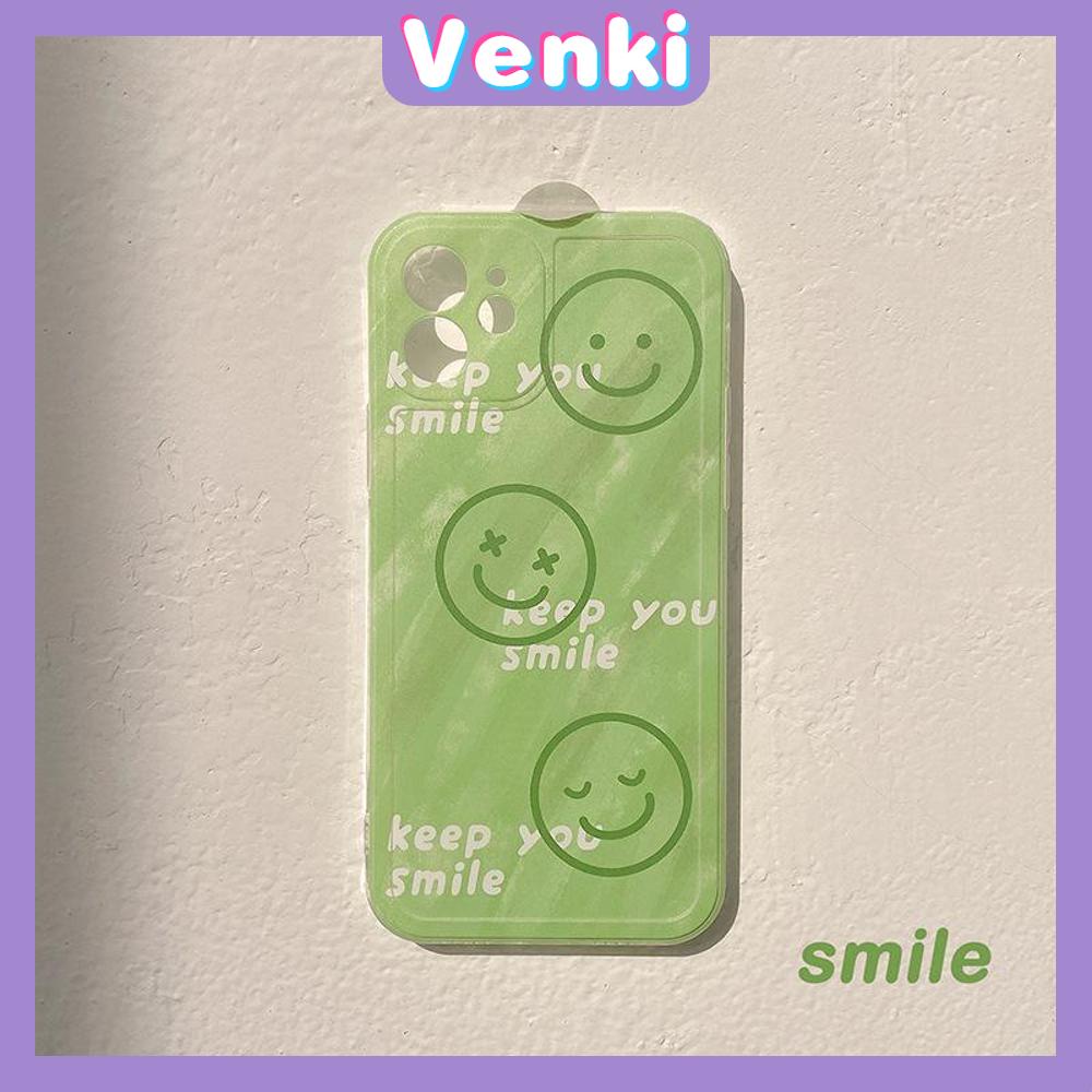 Casing Silikon iPhone 13 Pro Max 12 Pro Max 11 7 Plus Shockproof Aksen Smiley Warna Hijau