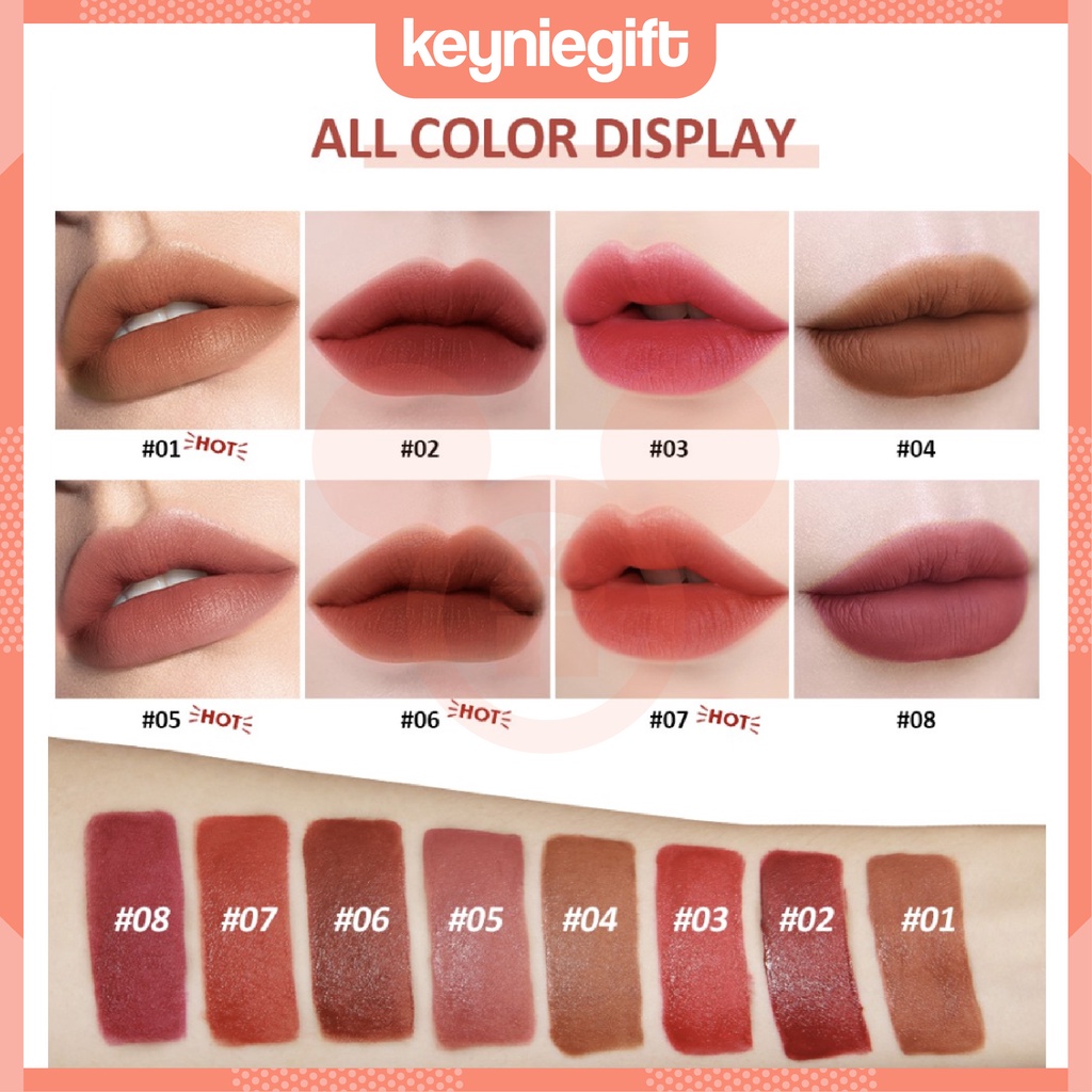 Saniye Moisten Gloss Lipstick Cair Kosmetik Velvet Soft Matte Waterproof Melembabkan Bibir SA004