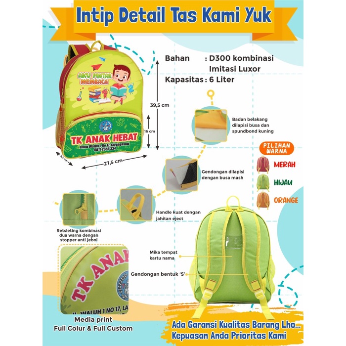 Custom Tas Anak - Tas Anak PAUD / Tas Anak TK - Tema Boboboiboy Galaxy - 1 HARI JADI