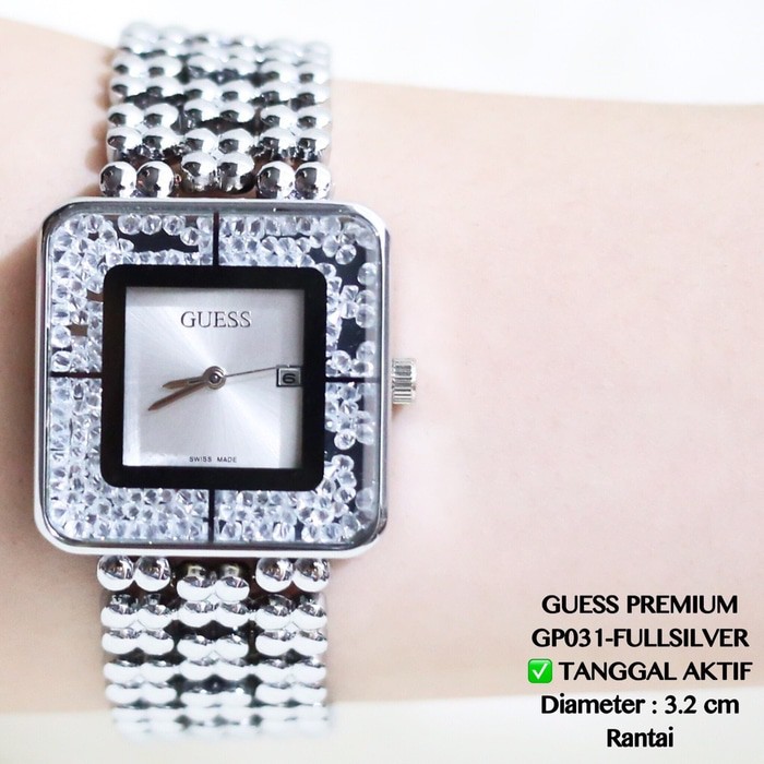JAM TANGAN WANITA RANTAI MOTIF GUESS PREMIUM TANGGAL ANALOG MURAH DW