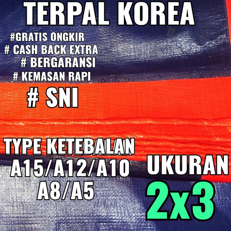 TERPAL KOREA A15 A12 A10 A8 A5 UKURAN 2X3 METER