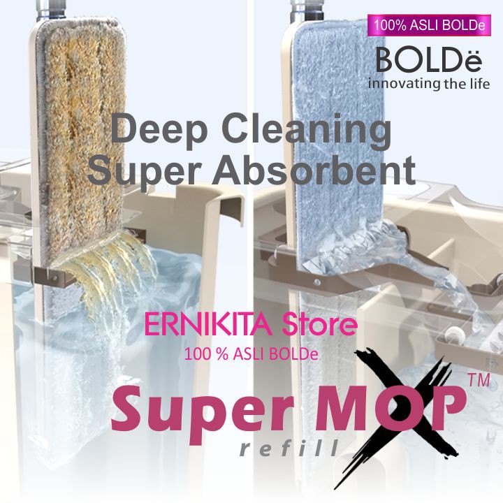 BOLDe KAIN PEL SUPERMOP X - Refill Kain Pel Microfiber Alat Pel Model Flat Mop