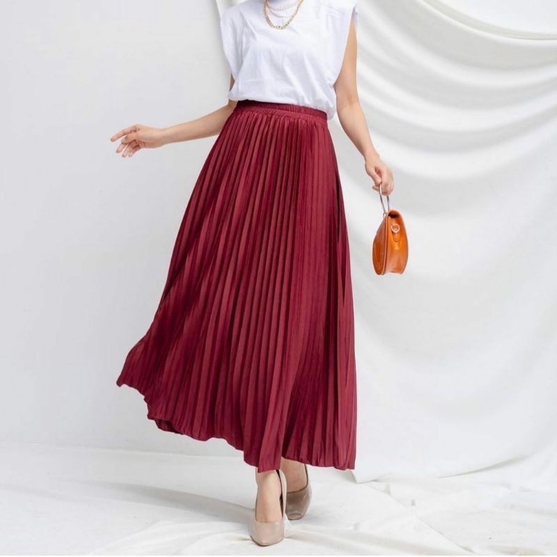 ROK PLISKSET /REMPEL BESAR/ROK KLOK / PREMIUM