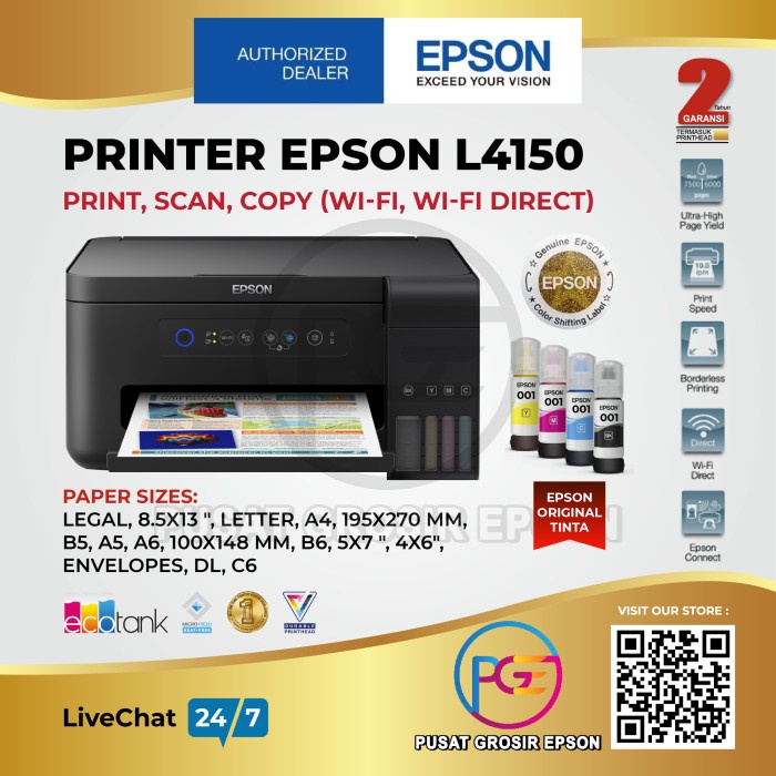 Printer Epson L4150 / l 4150 All in One Wifi Direct pengganti L485