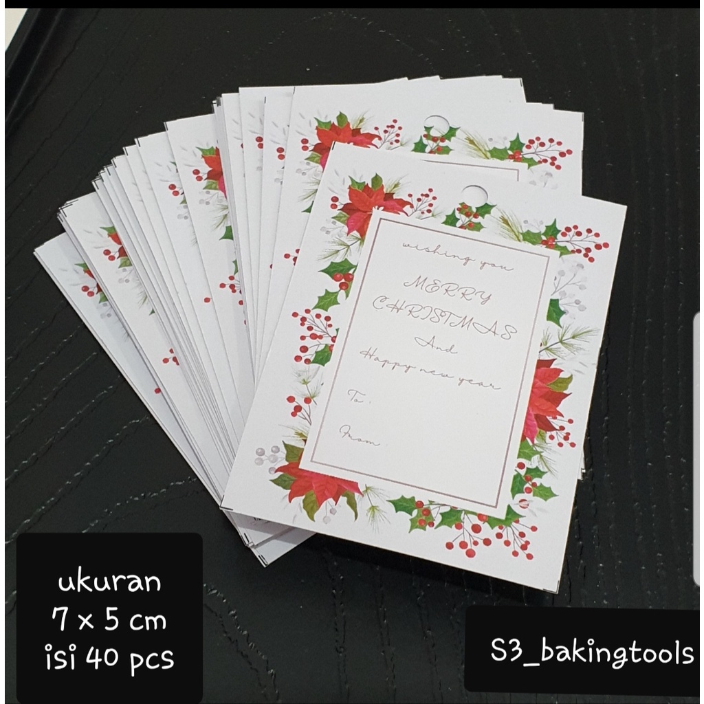 

Hang tag hampers card natal christmas wreath isi 40 pcs