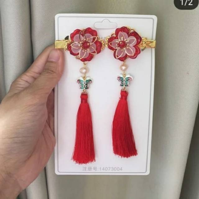 VB JEPIT BUNGA TERATAI MERAH