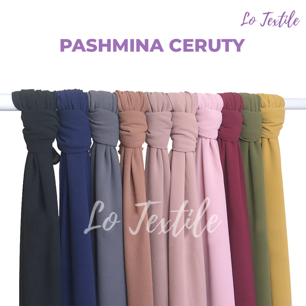 Kerudung Pashmina Ceruty 175x75 - Hijab Pasmina Panjang Jilbab Warna Komplit