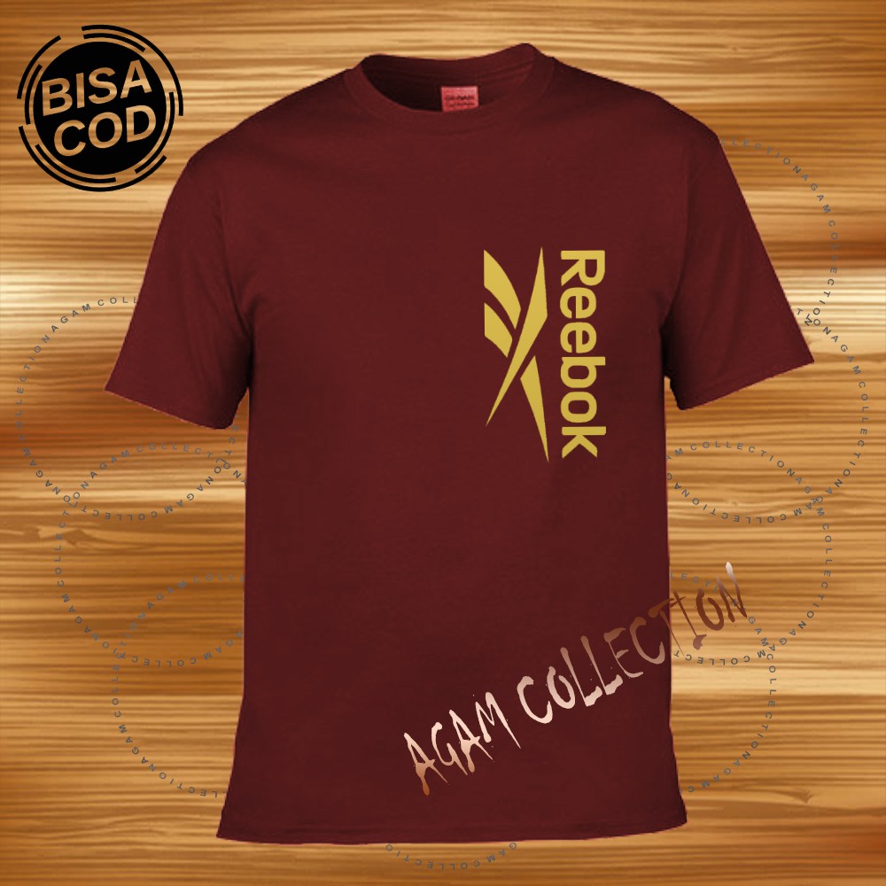 Agam Collection Baju Kaos Distro Rebok RB87 Text Gold Lengan Pendek Premium Quality