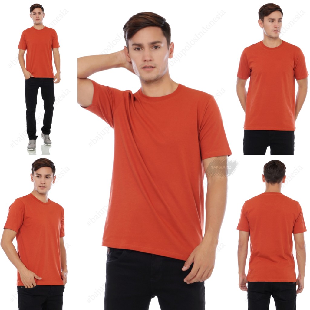 Jual Kaos Polos Merah Bata Teracotta Warna Brick Baju Cowok Cewek