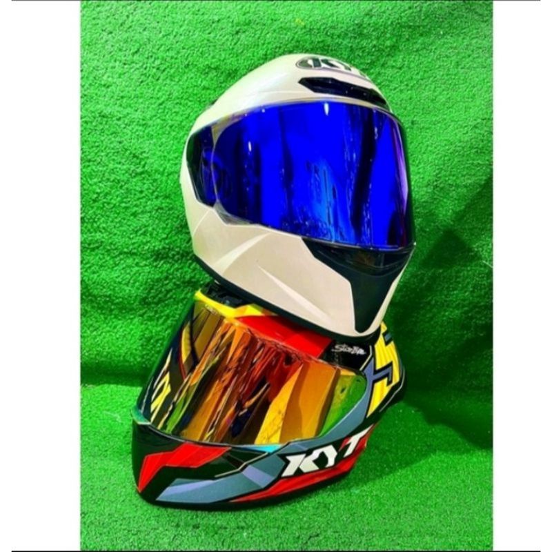 KACA HELM KYT TT-COURSE IRIDIUM BLUE iridium RED Silver Gold FLAT VISOR TTC Visor R10 K2R RC7 Vendetta 2 Falcon NFR