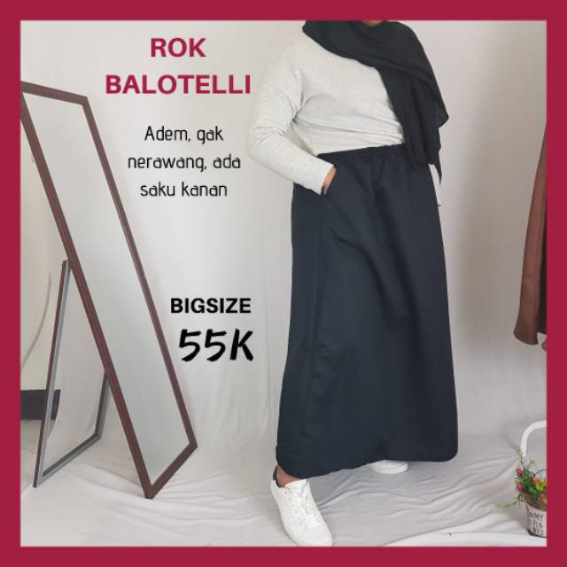 BALJUM [BIGSIZE/JUMBO] Rok Balotelli Jumbo / Bigsize Panjang Polos Muslimah (Premium) XXXL (COD)