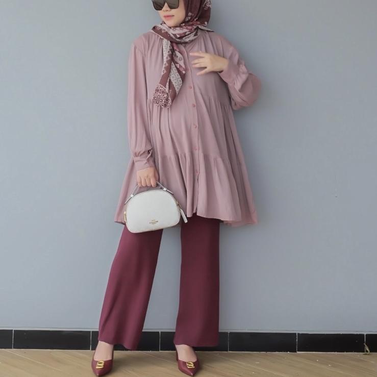 AIA.25Au22ᴴ • DYN -  Basic Lalisa Tunik Part 3 & 4 - Tunik Polos Wanita Crinkle