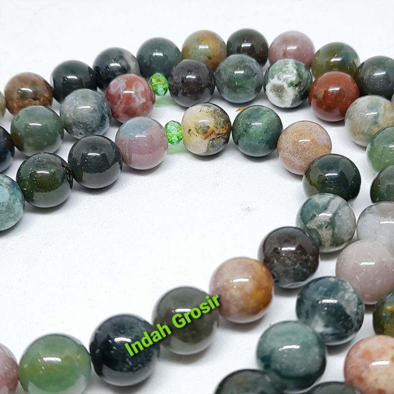 TASBIH BATU HIJAU LUMUT 12MM 99BUTIR ORIGINAL STONE