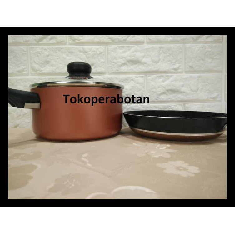 Panci + Penggorengan Set Maxim Venice 5Pcs - Cokelat Muda Terlengkap