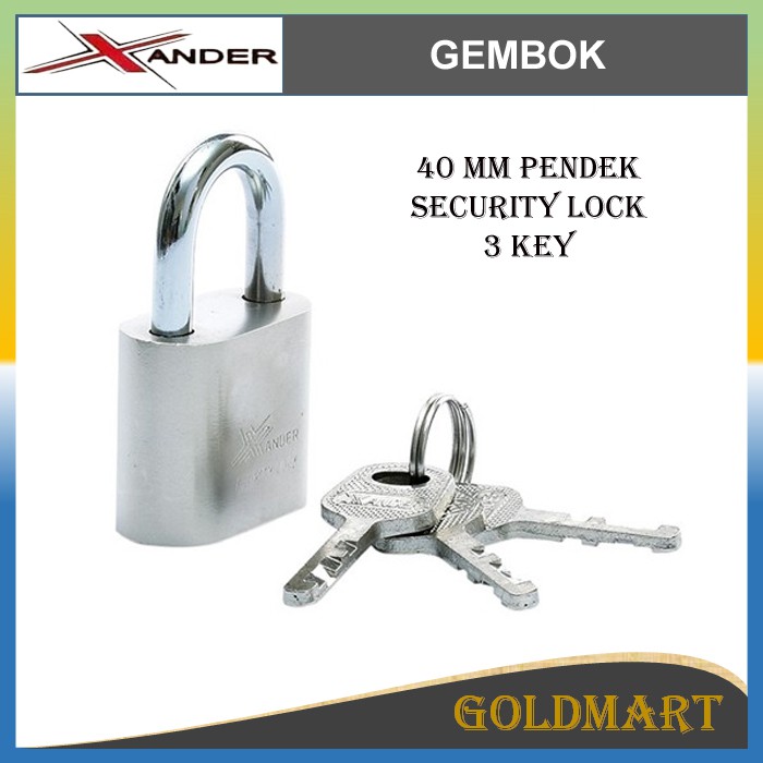 Gembok 40mm Pendek - Xander Security Lock 3 Key