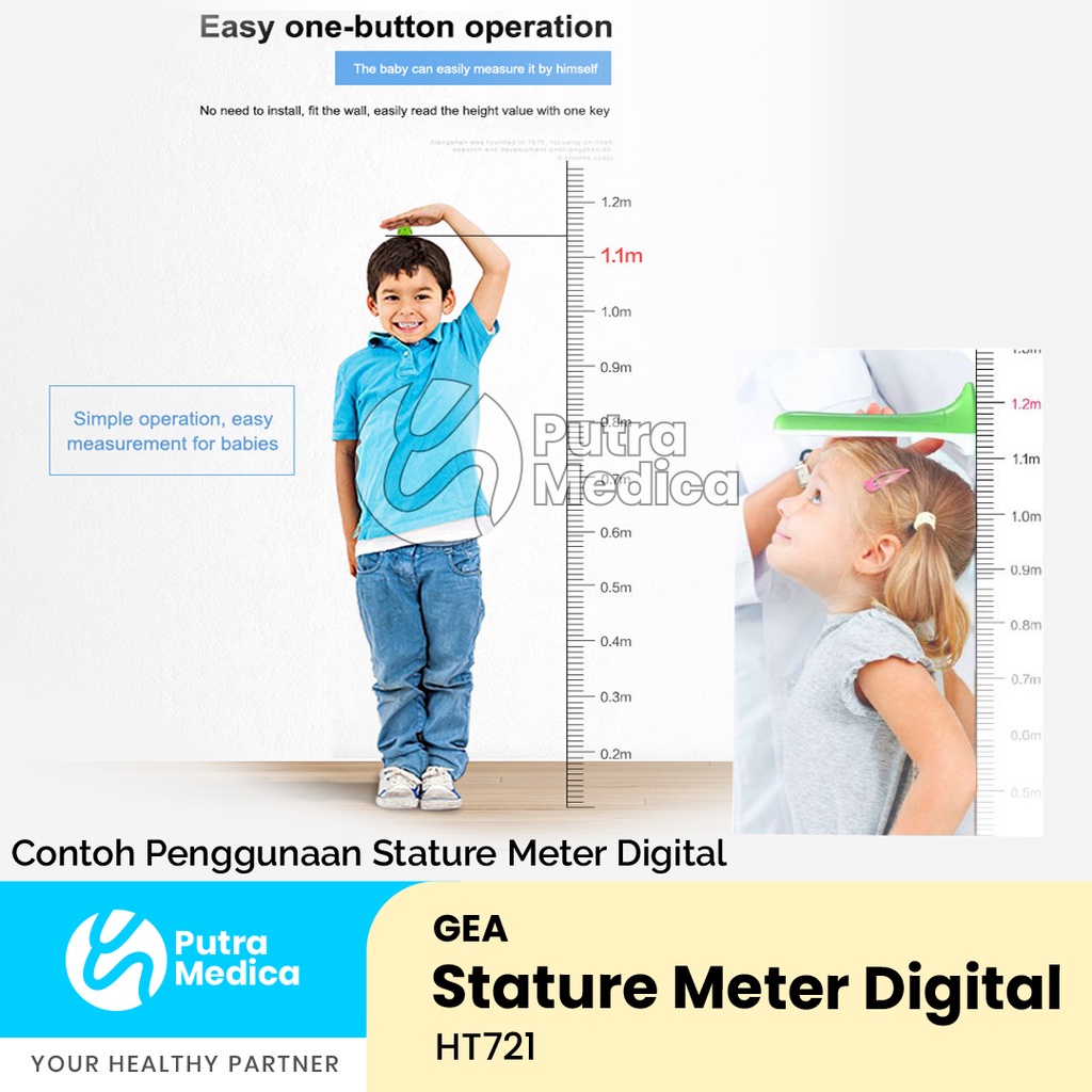 Gea Wireless Body Height Meter [Warna Acak] / Alat Pengukur Tinggi Badan Ultrasonik / Stature