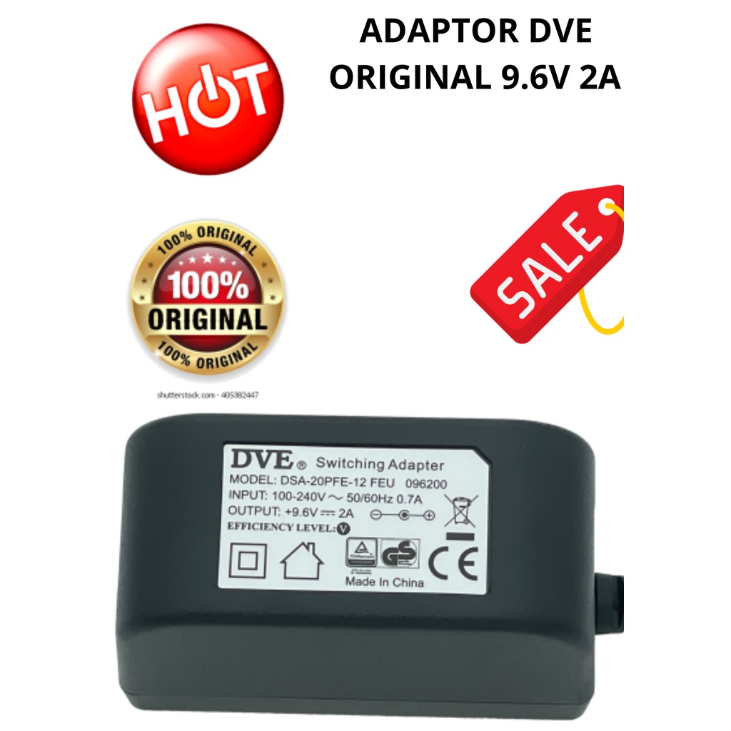 SWITCHING ADAPTOR DVE 9V 2A / 9.6V 2A BISA UNTUK ARDUINO UNO JACK SIZE: 5.5*2.1MM