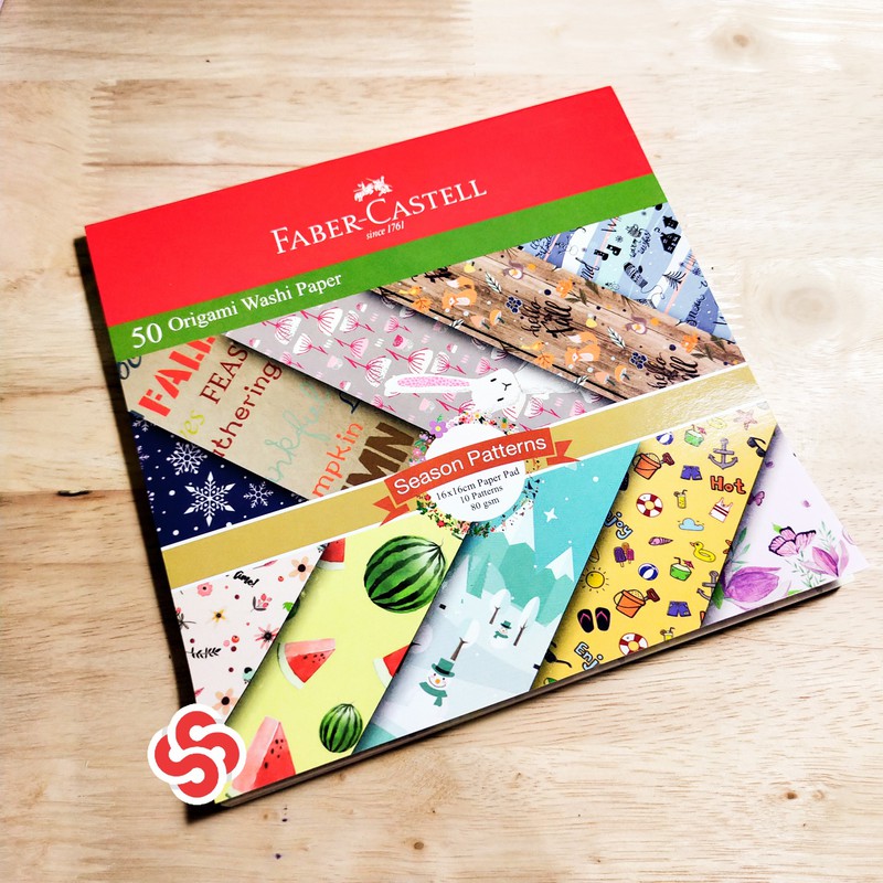 Jual Kertas Origami Washi 16cmx16cm Faber Castell SEASON PATERN