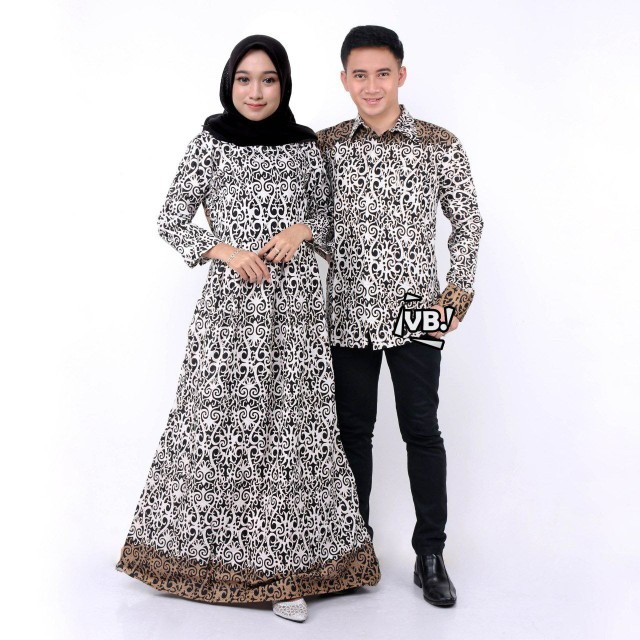Baju Batik Couple Kondangan Pria Wanita Dewasa Gamis Kemeja Lengan Panjang Terlaris Motif Terbaru