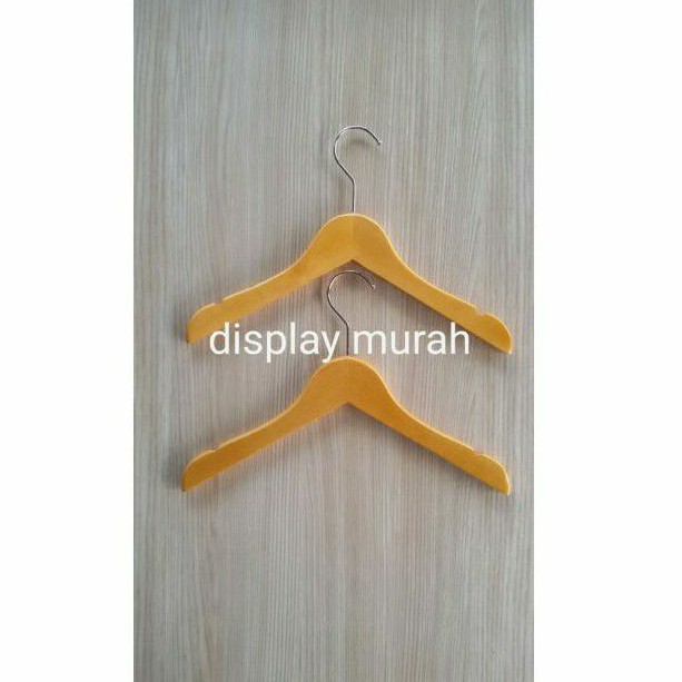 Gantungan Baju Kayu Anak Plitur/Children's Wooden Hanger Natural Hanger Anak Hanger Kayu Estetik Hanger Kayu Costum Logo Laser Grafir-BH