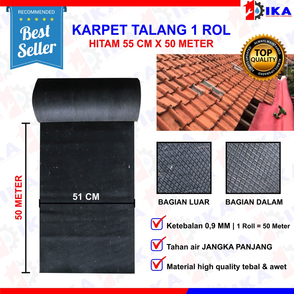 Karpet Talang Air 1 Roll 55 (Bersih 51cm) Merah Hitam Pabrikan READY 1 Roll = 50meter !!