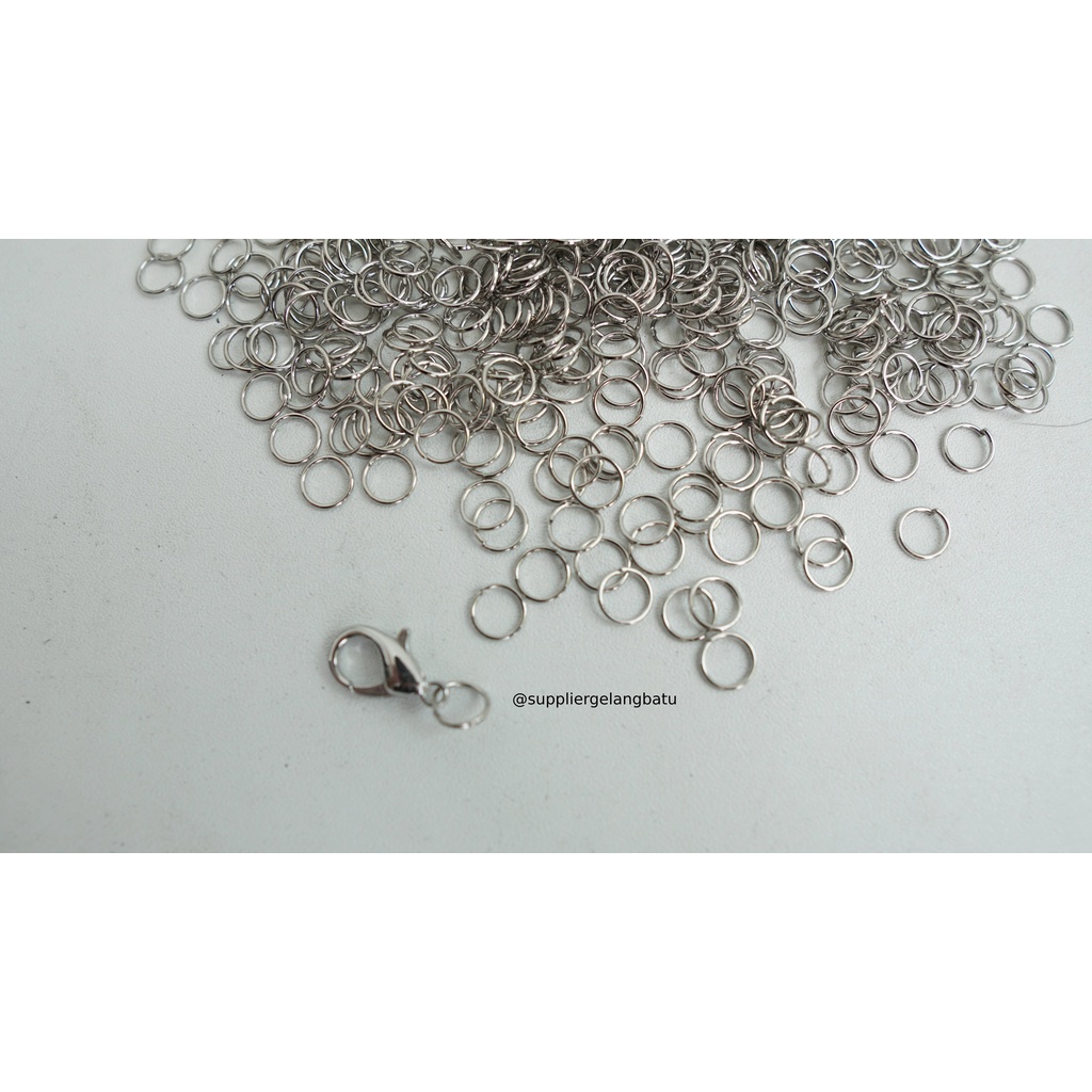 Aksesoris Ring Connector 6mm silver bahan rangkai gelang kalung tali