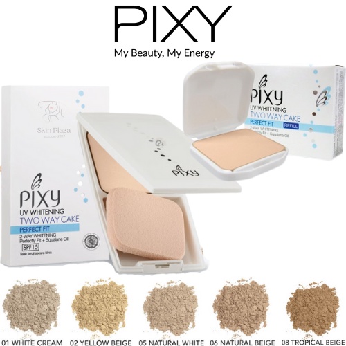 PIXY Perfect FIT TWC Full Kaca | Refill | Bedak Padat Two Way Cake UV Whitening