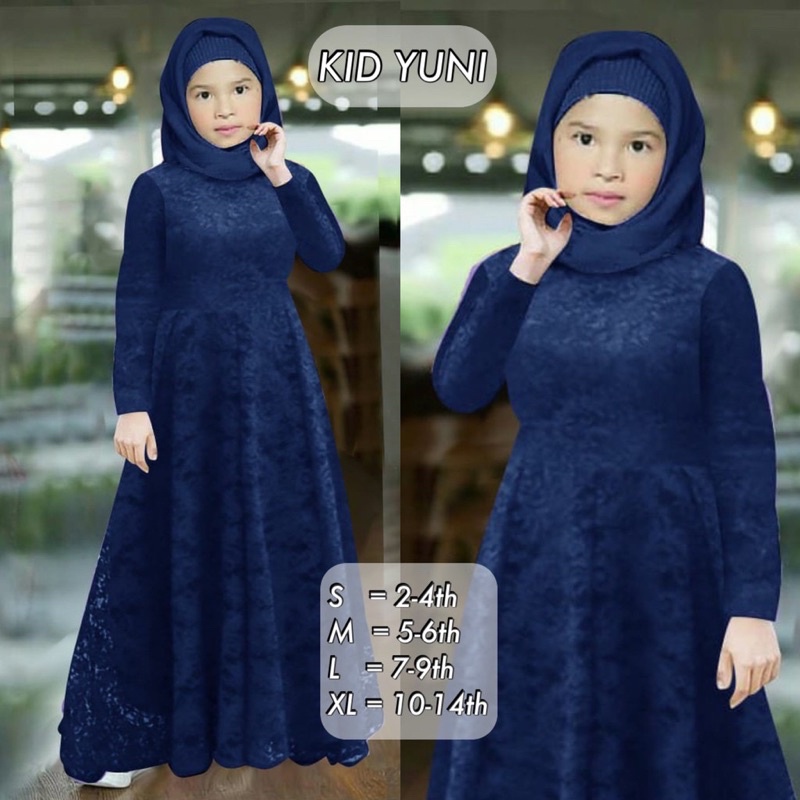 KID YUNI (2-14thn) KID MAXI YUNI / GAMIS ANAK KECIL REMAJA / GAMIS BRUKAT ANAK / YUNI MAXI DRESS BRUKAT ANAK READY 4 UKURAN S-M-L-XL