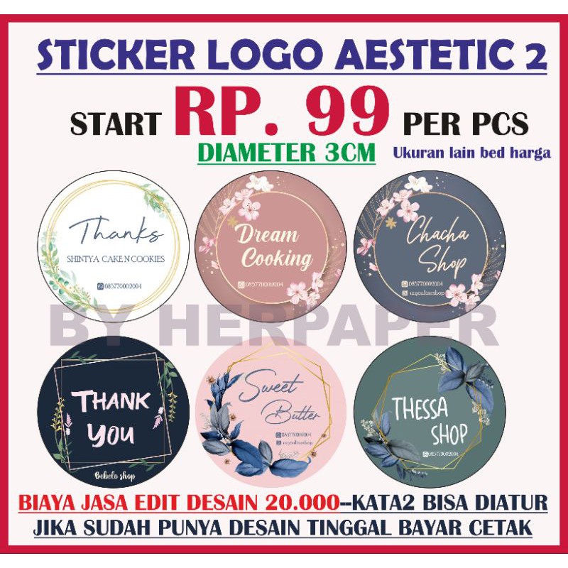 (TERMURAH Rp.99 MINIlM 200) PO STIKER AESTETIC kekinian .logo produk/OLSHOP. MAKANAN LOGO KEKINIAN-1